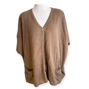 MUNKH Pure Mongolian Yak Down Brown Short‎ Sleeve Sweater Cardigan